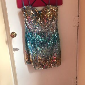 Homecoming Dress Blue Sequins
